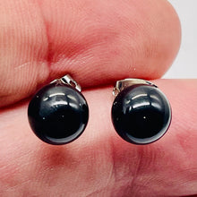Load image into Gallery viewer, Fashion Onyx Stud Round Earrings | 8mm | Black | 1 Pair |