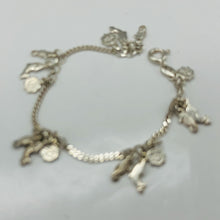Load image into Gallery viewer, Nautical! Sterling Silver 7" Charm Bracelet , Dolphins, Sea Horses and Doubloons