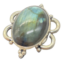 Load image into Gallery viewer, Labradorite Sterling Silver Oval Stone Ring |Size 8 3/4 | Blue Flash | 1 Ring |