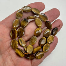 Load image into Gallery viewer, Golden Flat 15x10mm Oval Tigereye Bead Strand 110241A