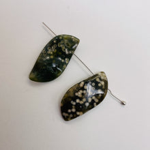 Load image into Gallery viewer, 2 Druzy Speckeled Ocean Jasper Wavy Pendant Beads 6857B