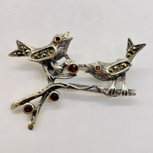 Load image into Gallery viewer, Song Birds Marcasite Sterling Silver Pin | 2" Long | Silver | 1 Sweater Pin |