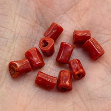 Load image into Gallery viewer, Natural AAA Red Coral Branch Tube Beads | 6 to 7 x 4mm | Red | Tube | 10 Beads |