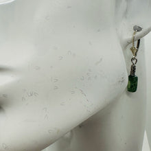 Load image into Gallery viewer, Moss Agate Cube Bead Sterling Silver Earrings | 1 1/4" long | Green, Clear |