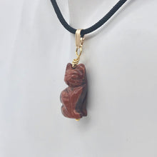 Load image into Gallery viewer, Jasper Kitty Cat Pendant Necklace|Semi Precious Stone Jewelry|14K Pendant