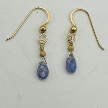 Load image into Gallery viewer, Tanzanite 14K Gold Filled Drop Wire Wrap Earrings | Lavender | 1 Inch Long |