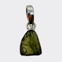 Load image into Gallery viewer, Moldavite 9.13ct Sterling Silver Triangle Pendant | 3/4" Long| Green| 1 Pendant|