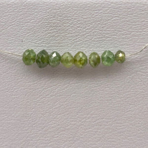 Parrot Green Diamond Faceted Beads | 0.26cts | 2.5x1.5mm to 2.2x1.7mm | 5 Beads|