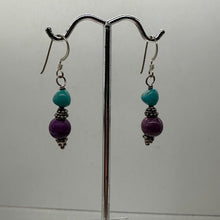 Load image into Gallery viewer, Designer Lavenderite - Turquoise with Solid Sterling Silver Earrings 5708