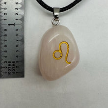 Load image into Gallery viewer, Zodiac Leo Rose Quartz Stone Oval Pendant| 1 1/2" Long | Pink| 1 Pendant |