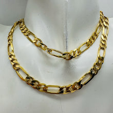 Load image into Gallery viewer, Italian 18K Gold Vermeil Figaro Chain Necklace 7mm 24" Sterling Silver 36g