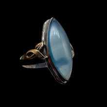 Load image into Gallery viewer, Clear Briolette Agate Sterling Silver 14K Gold Ring | Size 5 | Blue | 1 Ring |