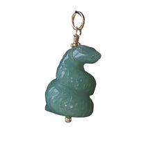 Load image into Gallery viewer, Aventurine Snake Pendant Necklace | Semi Precious Stone Jewelry | 14k Pendant