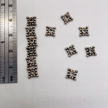 Load image into Gallery viewer, Square 12-Beaded Silver Bali Beads 6x6x1mm 003907