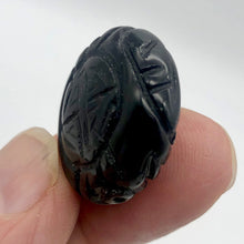 Load image into Gallery viewer, Carved Long Life Obsidian Beads |25x10mm | Black | 2 Beads |