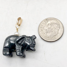 Load image into Gallery viewer, Hematite Elephant Pendant Necklace | Semi Precious Stone Jewelry | 14k Pendant