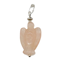 Load image into Gallery viewer, Rose Quartz Angel Pendant Necklace | Semi Precious Stone Jewelry|Silver Pendant
