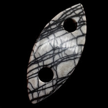 Load image into Gallery viewer, Picasso Jasper Marquis Pendant Bead | 77x32x5mm | Gray Black | 1 Bead |
