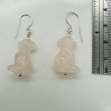 Load image into Gallery viewer, Faithful Puppy Dog Rose Quartz Hand Carved Sterling Silver Earrings