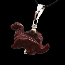 Load image into Gallery viewer, Red Dinosaur Pendant Bracciated Jasper Stegosaurus and Silver Pendant 509258BJS | 21x11x8mm (Stegosaurus), 7.0mm (Bail Opening), 7/8" (Long) | Red