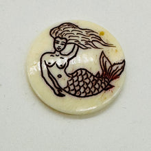 Load image into Gallery viewer, Lovely Scrimshawed Swimming Mermaid Bead | 25x4mm | 1 Bead |