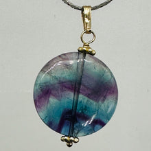 Load image into Gallery viewer, Fluorite 14K Gold Filled Striped Pendant | 1 1/4" Long| Purple, Blue| 1 Pendant|
