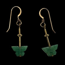 Load image into Gallery viewer, Jade Butterfly 14K Rose Gold Filled Leaf Earrings | 1 3/4" Long| Green | 1 Pair|
