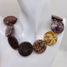 Load image into Gallery viewer, Exotic Tiger Jasper Disc Pendant Semi Precious Stone 13 Bead Strand| 30x5mm |