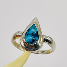 Load image into Gallery viewer, Turquoise Sterling Silver Teardrop Ring | Size 7.75 | Blue Black | 1 Ring |