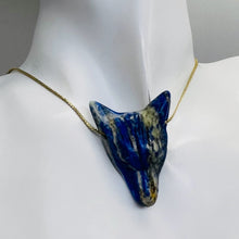 Load image into Gallery viewer, Sodalite Carving Wolf Head Pendant Bead | 40x30x10mm | Blue White | 1 Bead |