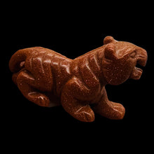 Load image into Gallery viewer, Snarling Tiger Goldstone Carved Figurine | 1 Statue | | 2 x 1 1/4 | Red