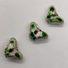 Load image into Gallery viewer, Cloisonne Butterfly Pendant Beads | Green, White | 16x10x6mm | 3 Beads |