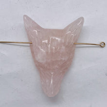 Load image into Gallery viewer, Rose Quartz Carving Wolf Head Pendant Bead | 40x30x10mm | Pink | 1 Bead |