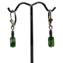 Load image into Gallery viewer, Moss Agate Cube Bead Sterling Silver Earrings | 1 1/4" long | Green, Clear |