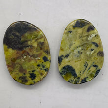 Load image into Gallery viewer, Turquoise Faustite Oval Beads| 33x22x6mm | Chartreuse, Black | 2 Beads |