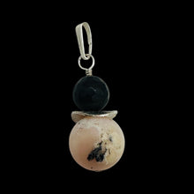 Load image into Gallery viewer, Black Stone Africa Pink Peruvian Opal Sterling Silver Pendant Handmade USA