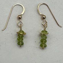 Load image into Gallery viewer, Peridot Natural Green Faceted Rondelle 14K Gold Filled Earrings | 1" Long |