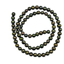 Load image into Gallery viewer, Natural Green Gold Red Freshwater Pearl Strand 76 Round 5mm Cultured Pearls