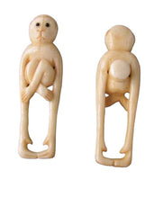 Load image into Gallery viewer, Swing Monkey Carved Waterbuffalo Bone Bead Button 10521 | 51x16x12mm | Cream and Black