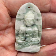 Load image into Gallery viewer, Harmony Stone Jade Buddha Pendant Bead | 50x30mm | Green White | 1 Pendant Bead|