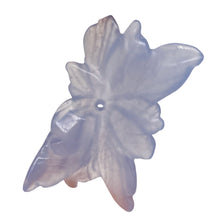 Load image into Gallery viewer, Chalcedony 19ct Hand Carved Flower Bead | 33x20x4mm | Blue | 1 Pendant Bead |