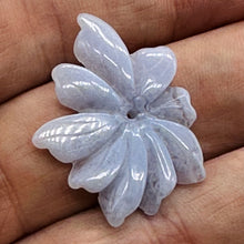 Load image into Gallery viewer, Chalcedony 18ct Hand Carved Flower Pendant | 30x26x4mm | Blue | 1 Pendant Bead |