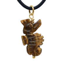 Load image into Gallery viewer, Tigereye Carved Seahorse W/22K Vermeil Pendant - So Cute! 509244TEG