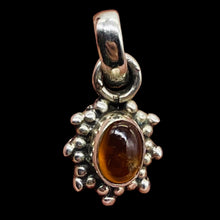 Load image into Gallery viewer, Amber Sterling Silver Bezel Set Pendant | 1/2" Long | Amber | 1 Pendant |