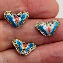 Load image into Gallery viewer, Aqua Blue Cloisonne Butterfly Pendant Beads | 16x10x6mm | 3 Beads |