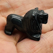 Load image into Gallery viewer, Hematite Lion Animal Figurine Worry Stone | 24x17x11mm | Silver Black