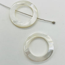 Load image into Gallery viewer, Mother of Pearl Round Carved Picture Frame Bead | 25x2mm | White | 2 Beads |