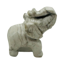 Load image into Gallery viewer, Trumpeting Elephant Carved Figurine | 1 Figurine| | 2 1/4 x 1 3/8" | White, Gray