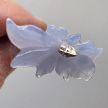 Load image into Gallery viewer, Chalcedony 18ct Hand Carved Flower Pendant Bead | 39x18x4mm | Blue | 1 Bead |