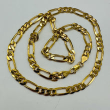 Load image into Gallery viewer, Italian 18K Gold Vermeil Figaro Chain Necklace 7mm 24" Sterling Silver 36g